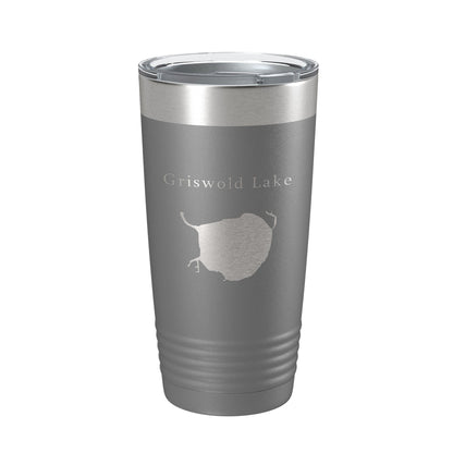 Griswold Lake Map Tumbler Travel Mug Insulated Laser Engraved Coffee Cup Illinois 20 oz