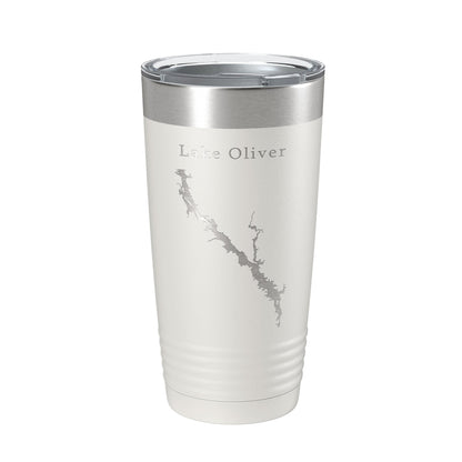 Lake Oliver Map Tumbler Travel Mug Insulated Laser Engraved Coffee Cup Alabama Georgia 20 oz