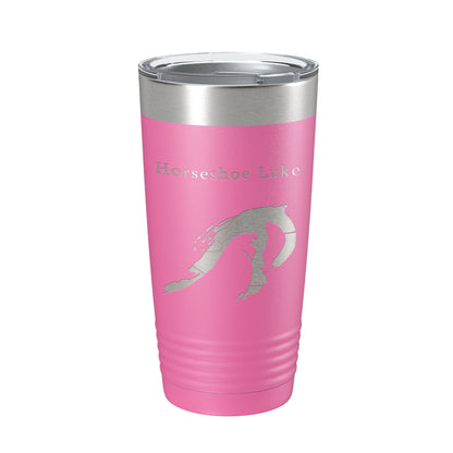 Horseshoe Lake Map Tumbler Travel Mug Insulated Laser Engraved Coffee Cup St. Louis Illinois 20 oz