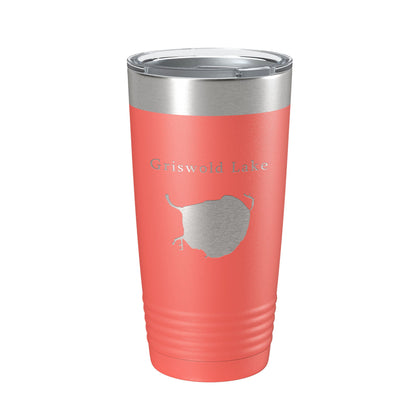 Griswold Lake Map Tumbler Travel Mug Insulated Laser Engraved Coffee Cup Illinois 20 oz