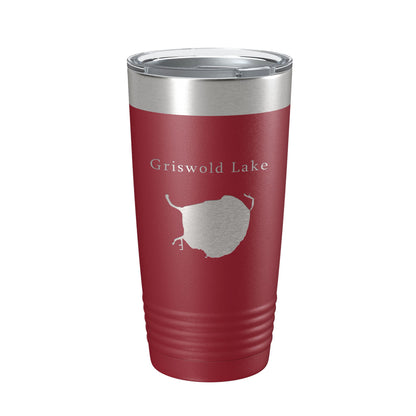 Griswold Lake Map Tumbler Travel Mug Insulated Laser Engraved Coffee Cup Illinois 20 oz