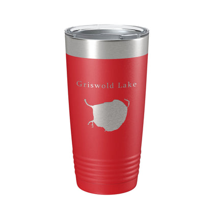 Griswold Lake Map Tumbler Travel Mug Insulated Laser Engraved Coffee Cup Illinois 20 oz