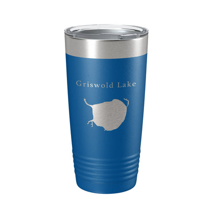 Griswold Lake Map Tumbler Travel Mug Insulated Laser Engraved Coffee Cup Illinois 20 oz