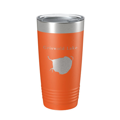 Griswold Lake Map Tumbler Travel Mug Insulated Laser Engraved Coffee Cup Illinois 20 oz