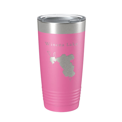 Winona Lake Map Tumbler Travel Mug Insulated Laser Engraved Coffee Cup Indiana 20 oz