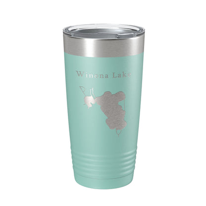 Winona Lake Map Tumbler Travel Mug Insulated Laser Engraved Coffee Cup Indiana 20 oz
