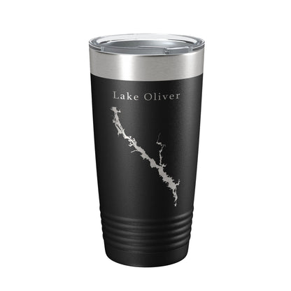 Lake Oliver Map Tumbler Travel Mug Insulated Laser Engraved Coffee Cup Alabama Georgia 20 oz