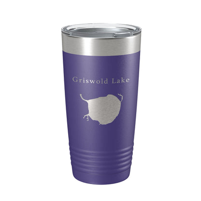 Griswold Lake Map Tumbler Travel Mug Insulated Laser Engraved Coffee Cup Illinois 20 oz